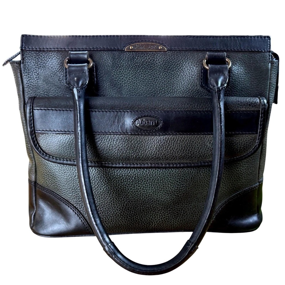 Dubarry of Ireland Leather Tote Bag Green Black Pebbled Shoulder Bag Est 1937